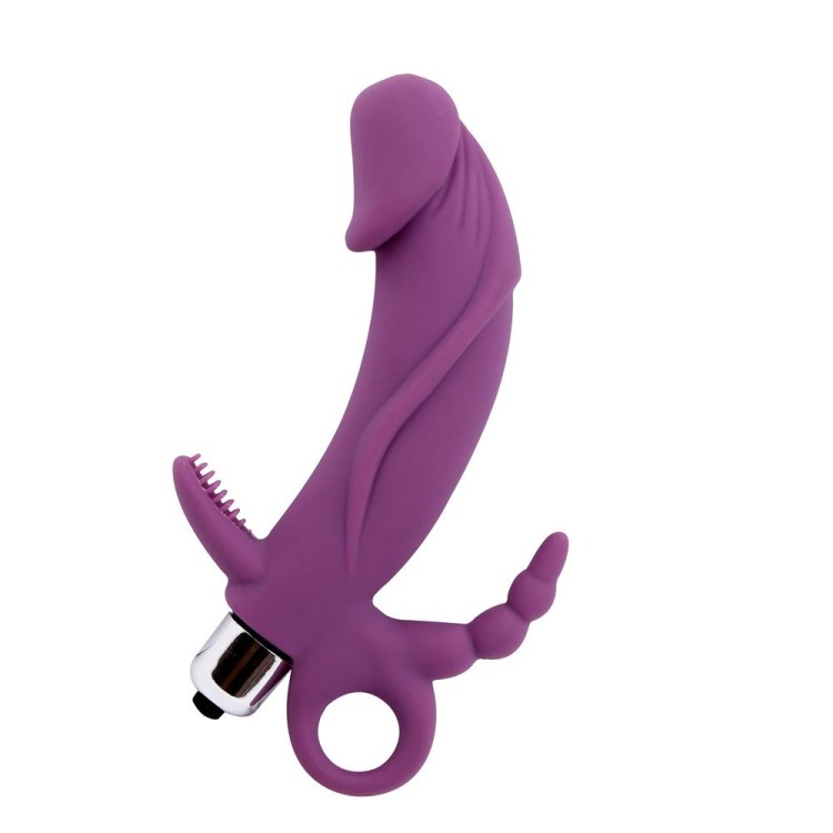 Вибратор для тройной стимуляции HUSTLER купить со скидкой в секс шопе  Вибраторы  Многофункциональные