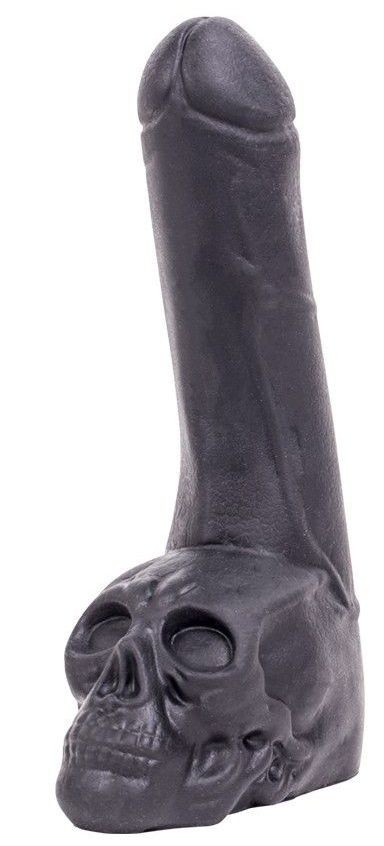 Черный фаллоимитатор-гигант с черепом Cock with Skull - 28 см.