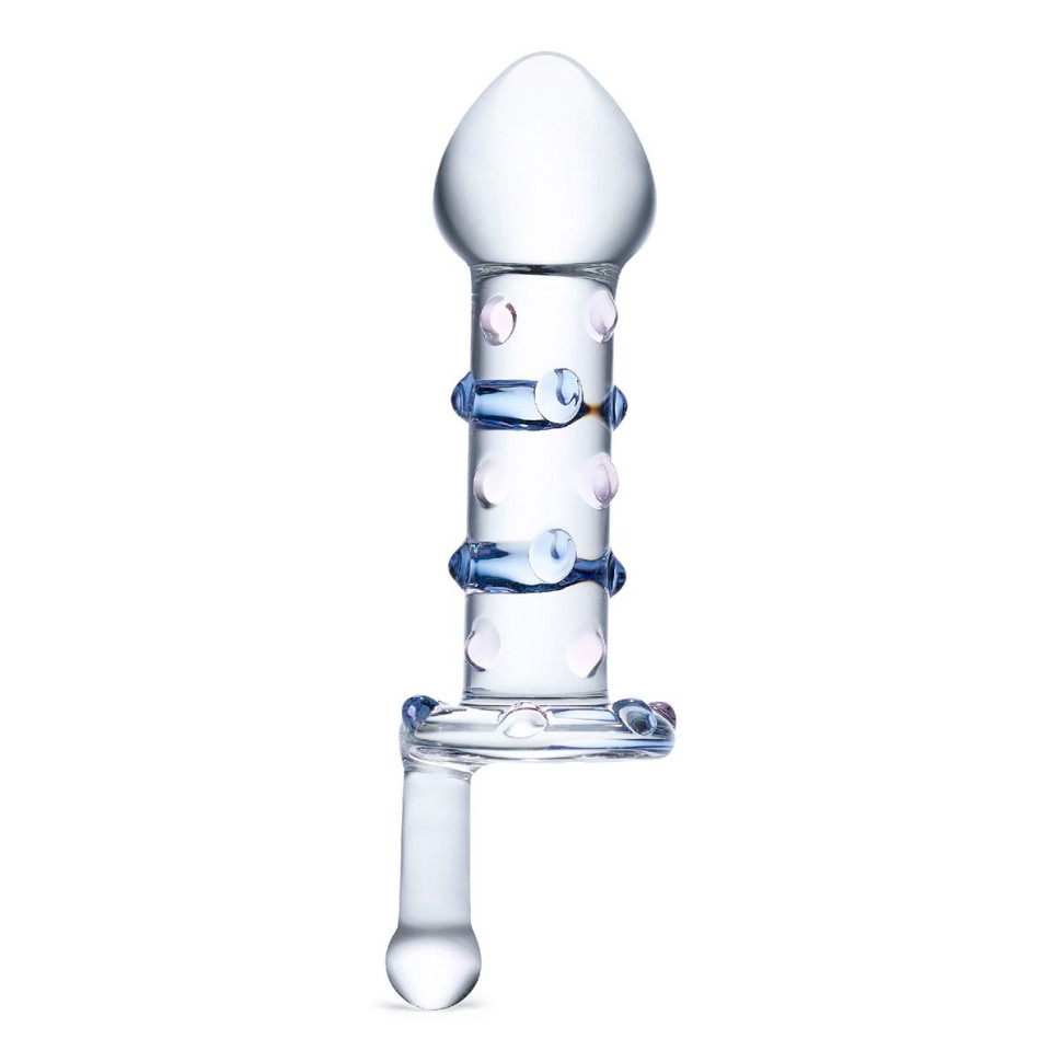 Небольшой стеклянный фаллос с ручкой Candy Land Juicer - 11,5 см.